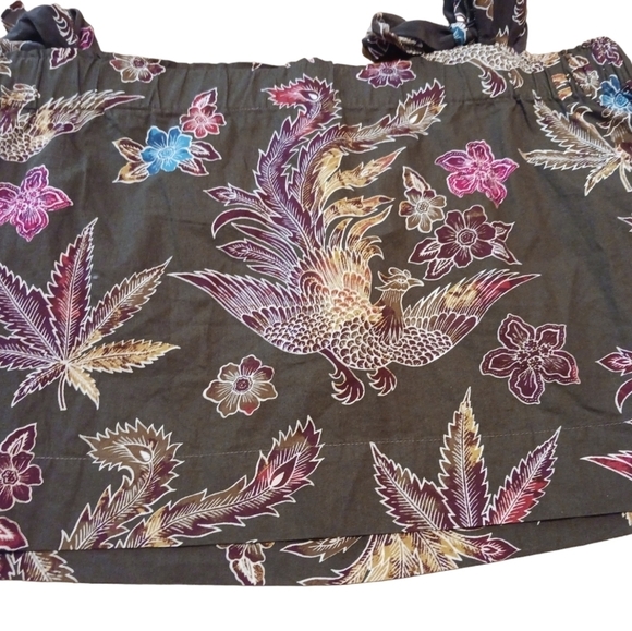 Sandro Exotic CRANE Foliage  Floral Crop Top  Birds Leaf Maximalist Whimsigoth - Picture 3 of 6